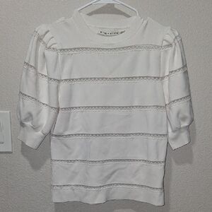 Alice + Olivia Cream Puff Sleeve Knit Top